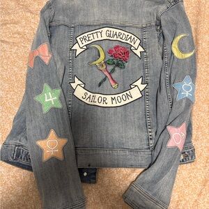 Sailor Moon Denim Jacket with Colorful Patches